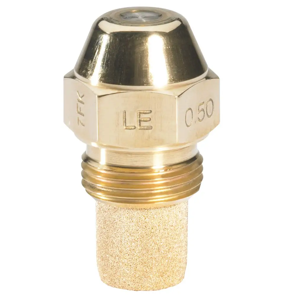 Öldüse mit einem zylindrischen Körper und einem netzartigen Abschlussventil. Hergestellt von Danfoss, geeignet für verschiedene Anwendungen in der Heiztechnik.